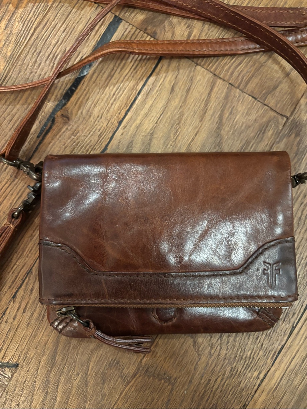 Frye Melissa Stadium Compact Crossbody Bag - Vintage Brown Leather